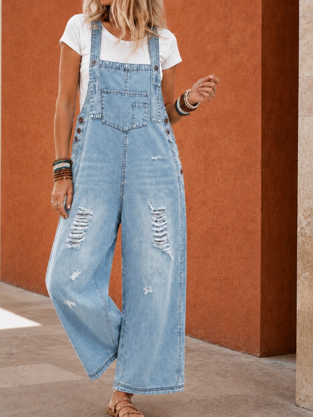 MadePants Distressed Denim Overalls